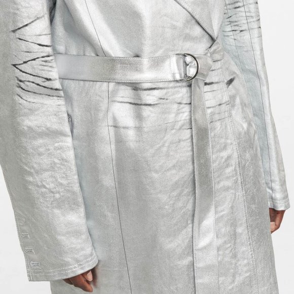 Peter Do Metallic Coated Denim Trench Coat - Picture 3 of 4